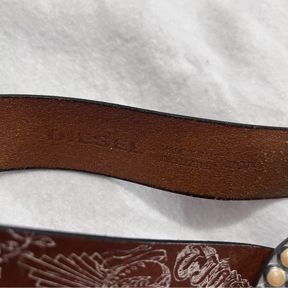 Diesel Y2K Brown Leather Statement Belt Made in Italy 90 cm - Picture 7 of 15